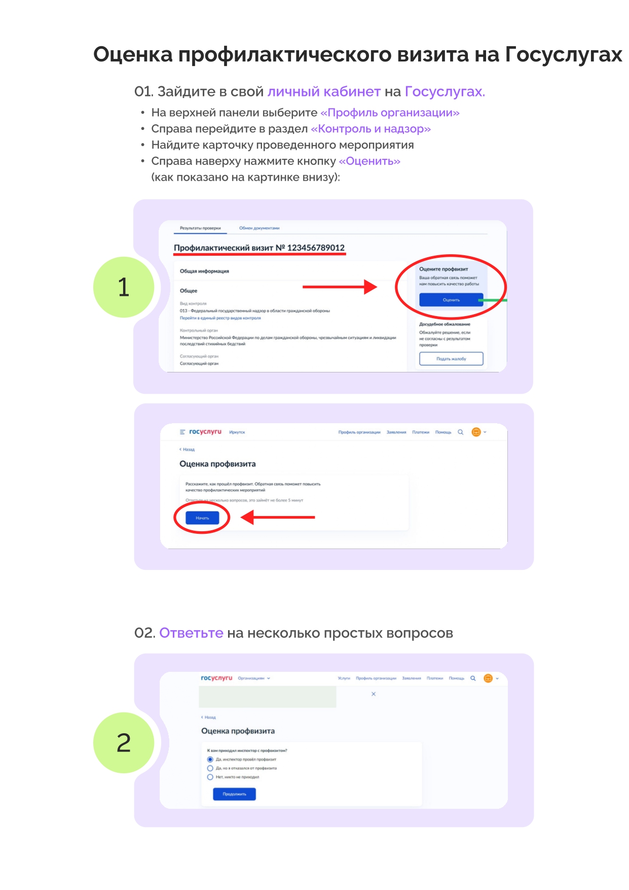 Оценка профилактического визита на Госуслугах.